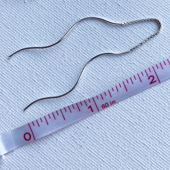 NEW Sterling Silver Wavy Threader Earrings - Picture 4 of 7